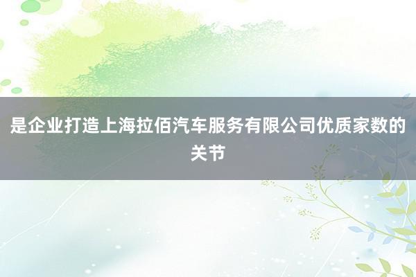 是企业打造上海拉佰汽车服务有限公司优质家数的关节